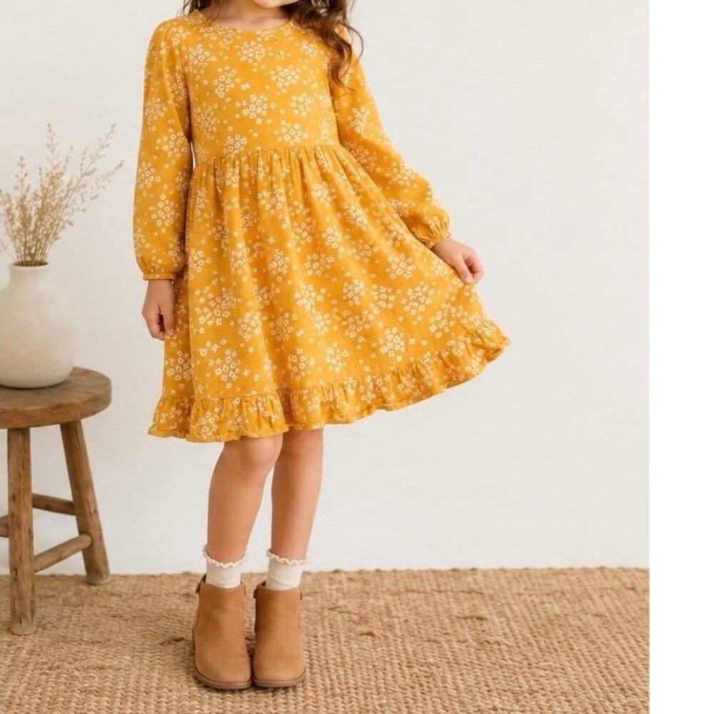 Tea Collection Dress sz 5 Mustard Color Floral Dress